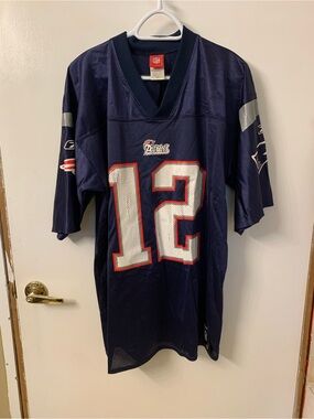 NFL New England Patriots Jersey Navy White Red #12
